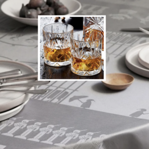 Georg Jensen Damask dug & 12 stk Lyngby krystal glas